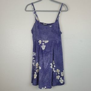 Indonesian Batik‎ Fish Print Purple Babydoll Dress